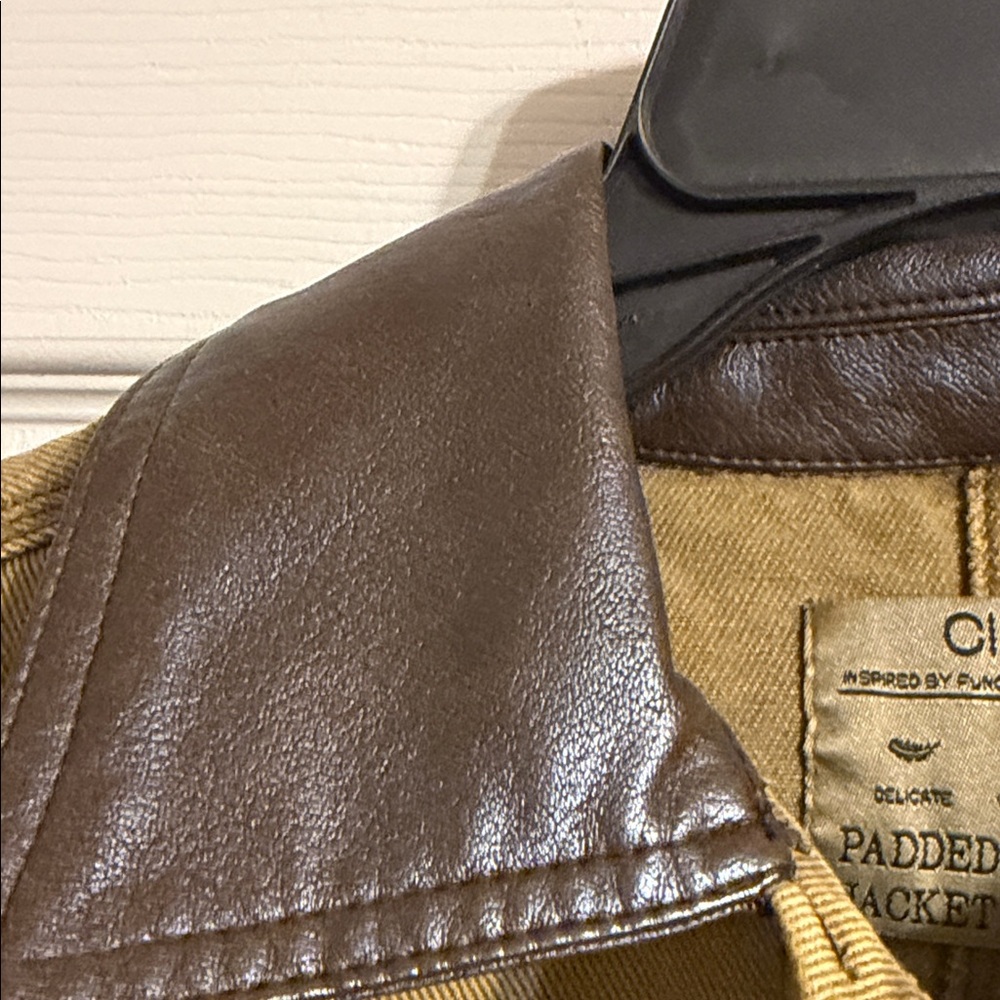Ci Sono Tan Utility Jacket with Brown Leather Collar - Picture 7 of 8